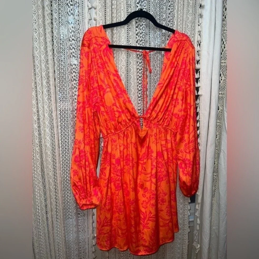 Free People x Revolve Soli Mini Dress - Tropical Mini Dress with Loose sleeves